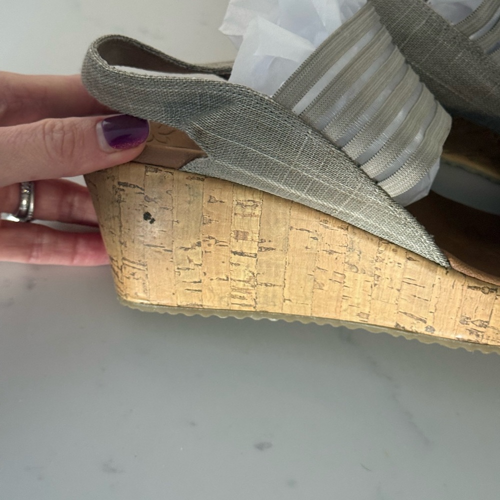 Skechers Women's Light Gray Cork Wedge Sandals - Picture 11 of 13